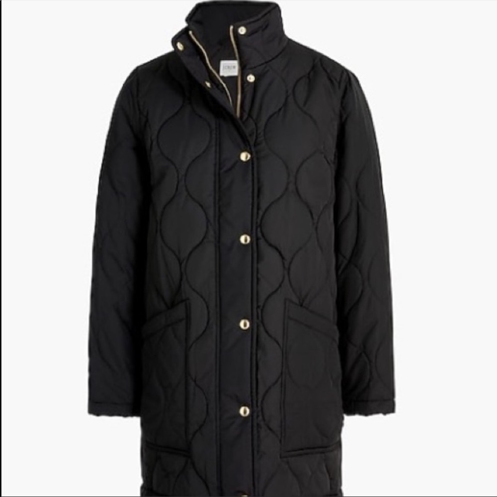 NWT J Crew City Puffer Coat Black